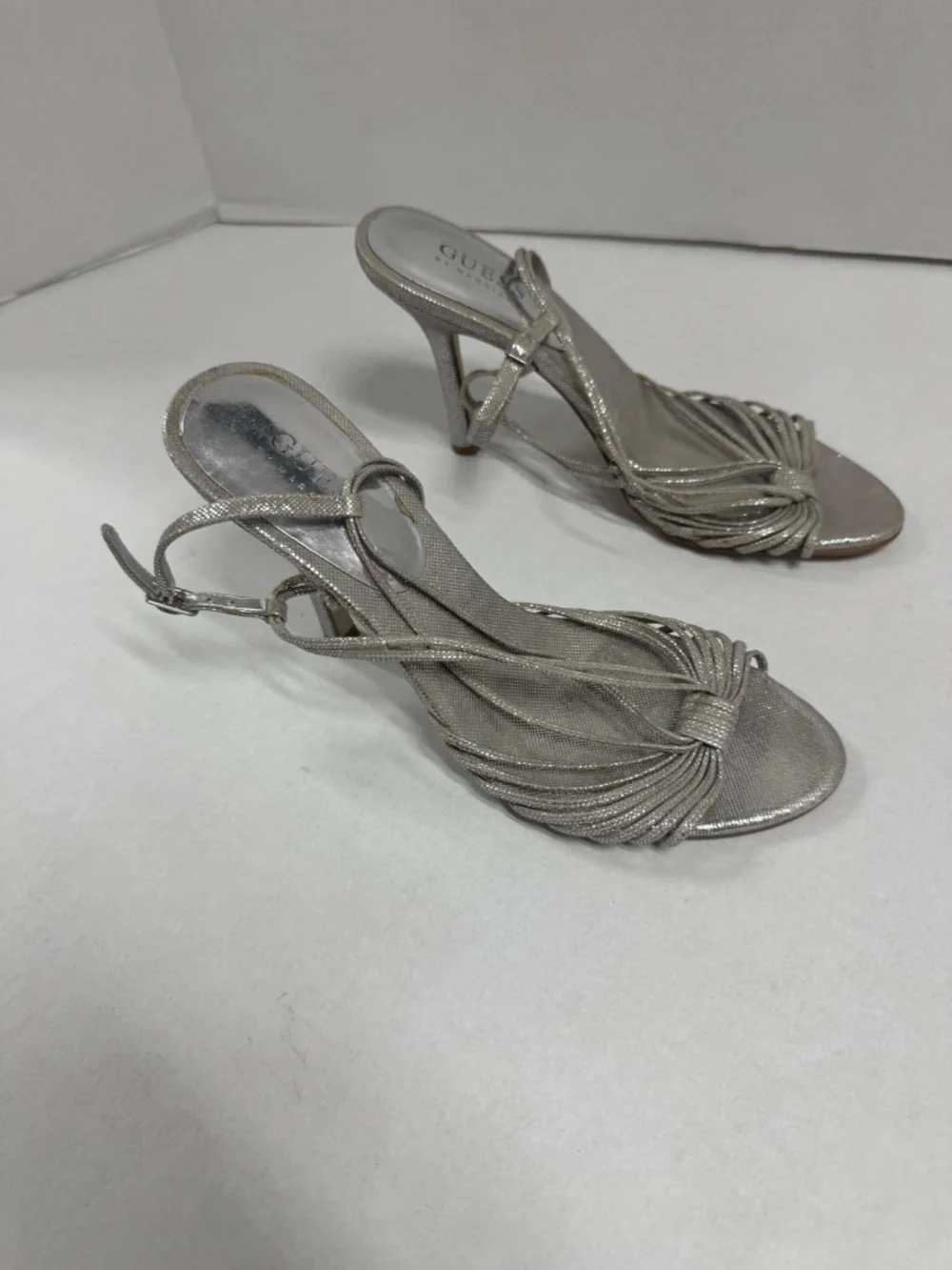 Guess by Marciano Silver Metallic Heeled Sandals - Size 7.5 - Picture 14 of 15
